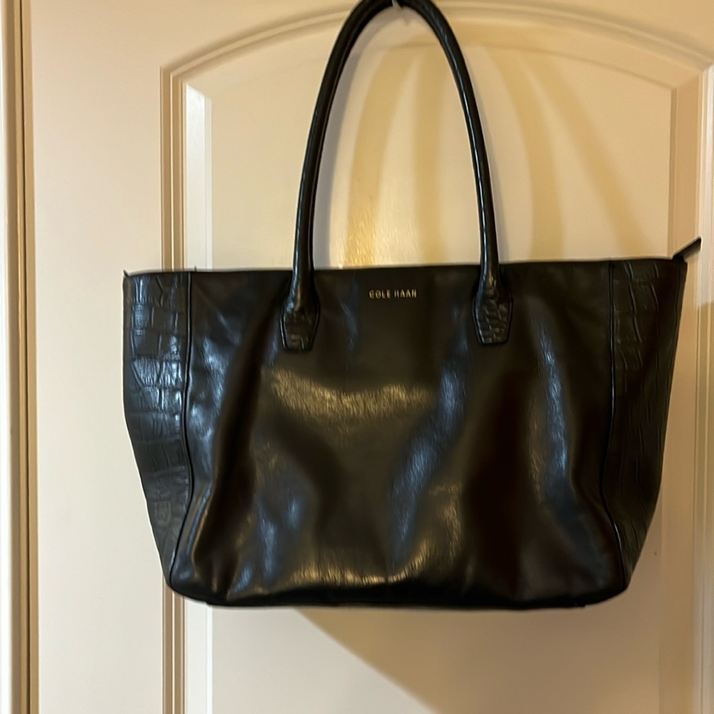 Cole Haan Black Leather Tote Bag